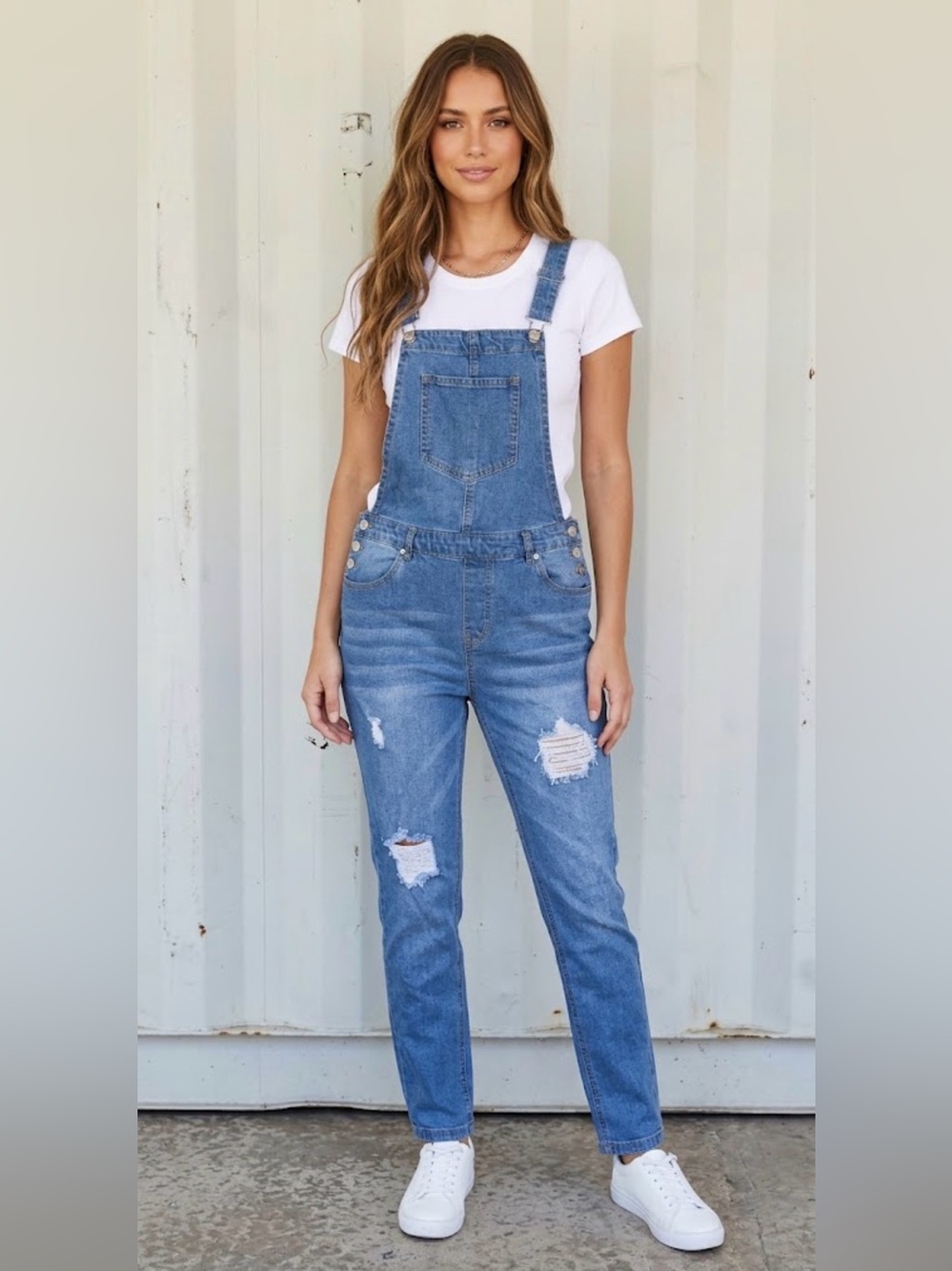 Love tree Denim woman’s  Light Blue Overalls Medium